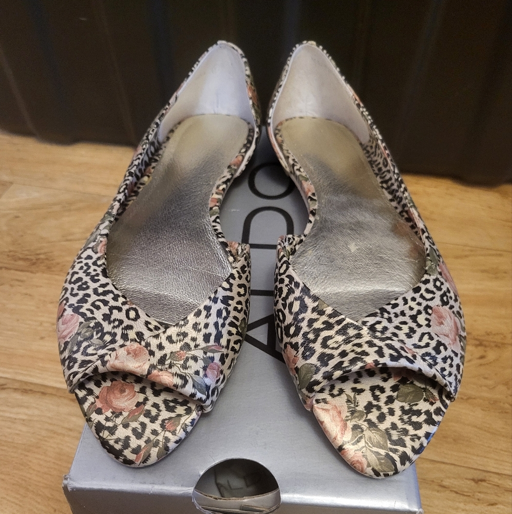 Aldo leopard and floral print flats size 38